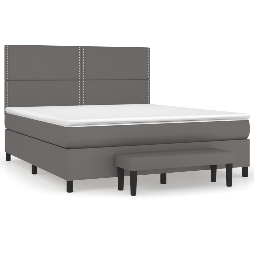 Krevet s oprugama i madracem sivi 180 x 200 cm od umjetne kože