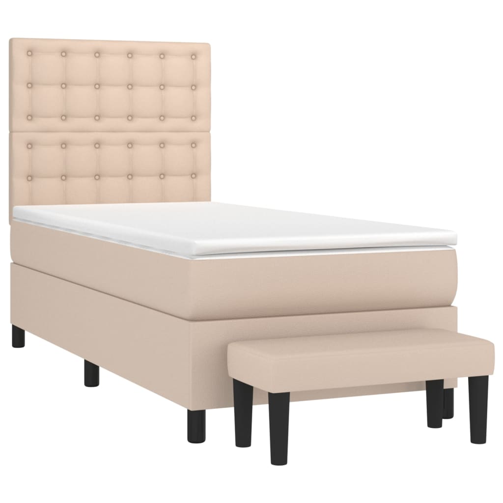 Krevet s oprugama i madrac cappuccino 80x200 cm od umjetne kože