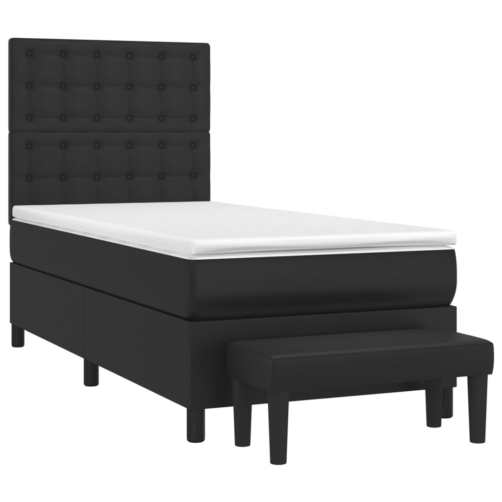 Krevet s oprugama i madracem crni 90 x 200 cm od umjetne kože