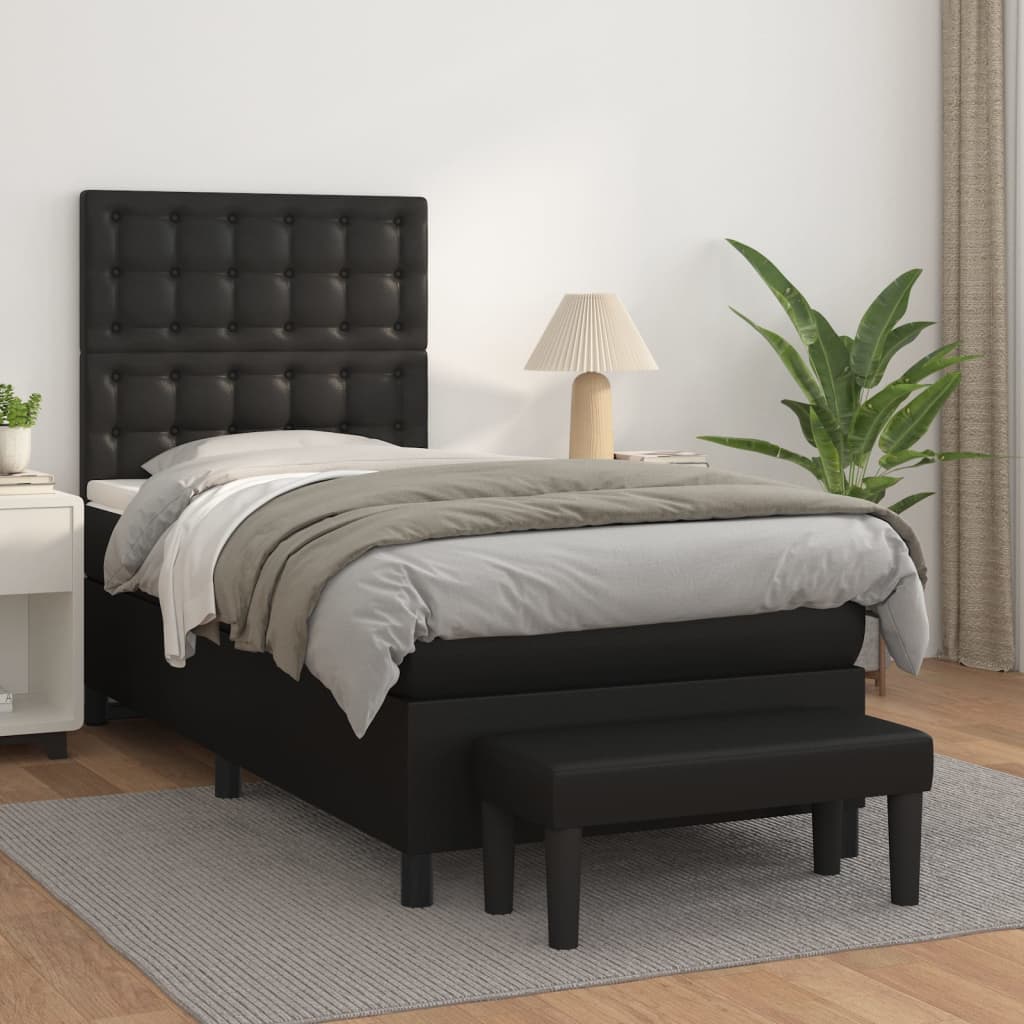 Krevet s oprugama i madracem crni 90 x 200 cm od umjetne kože