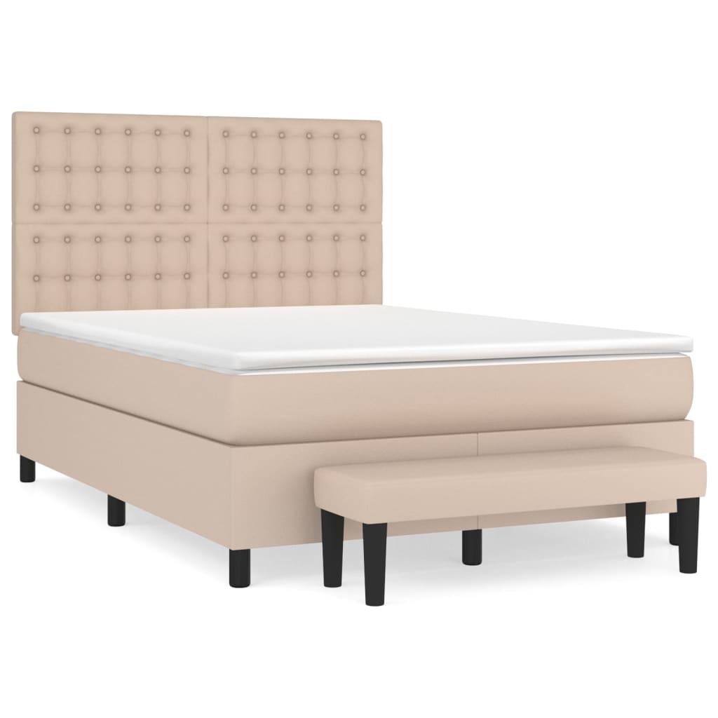 Krevet s oprugama i madrac cappuccino 140x190cm od umjetne kože