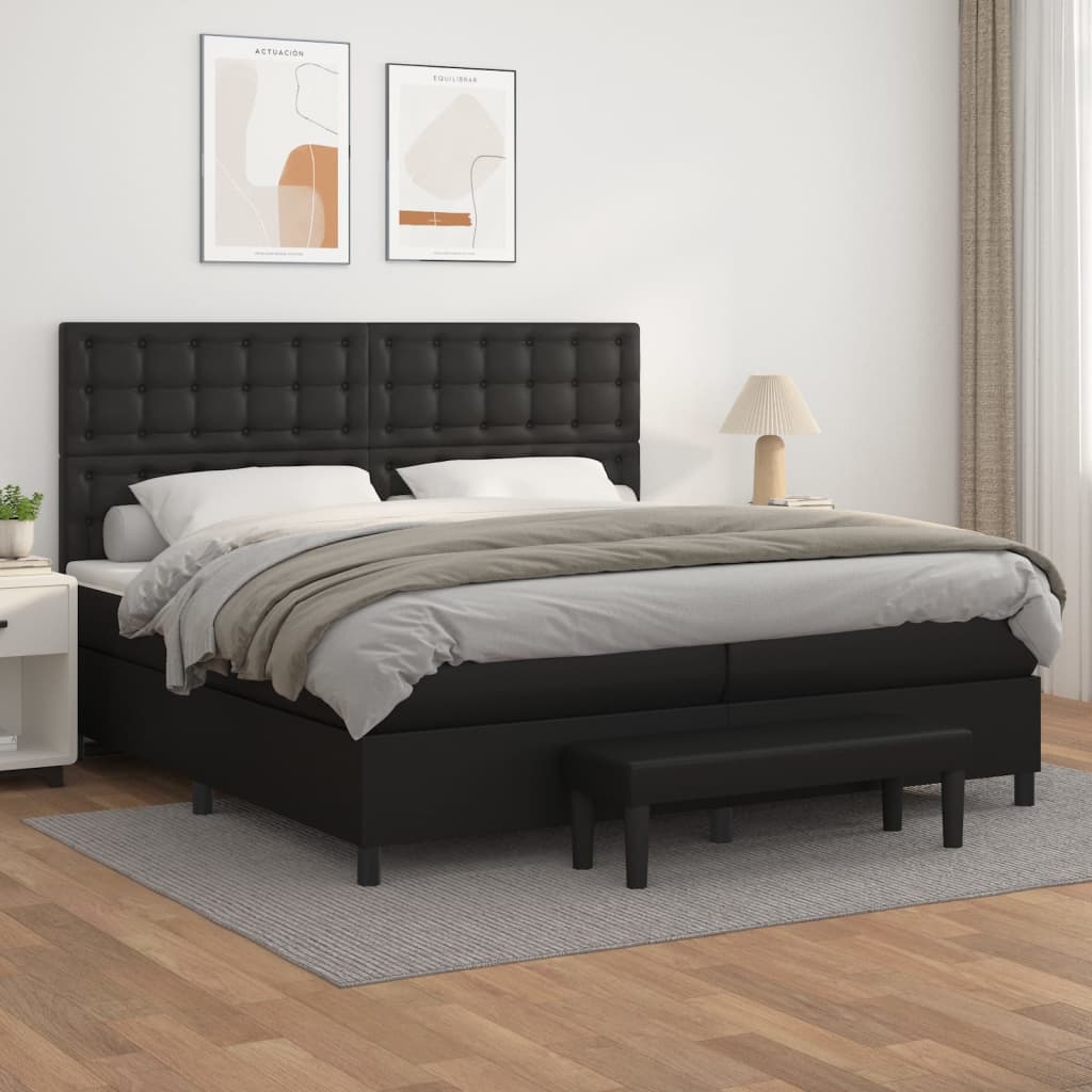 Krevet s oprugama i madracem crni 200x200 cm od umjetne kože