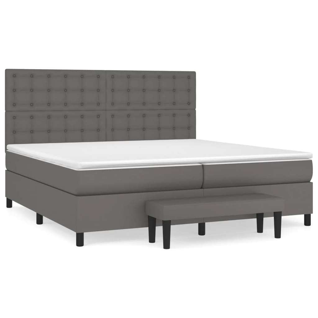 Krevet s oprugama i madracem sivi 200x200 cm od umjetne kože