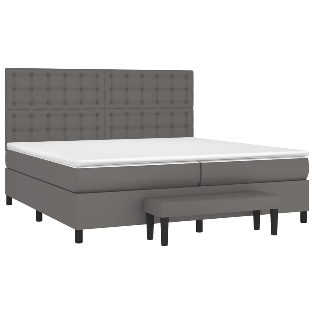 Krevet s oprugama i madracem sivi 200x200 cm od umjetne kože