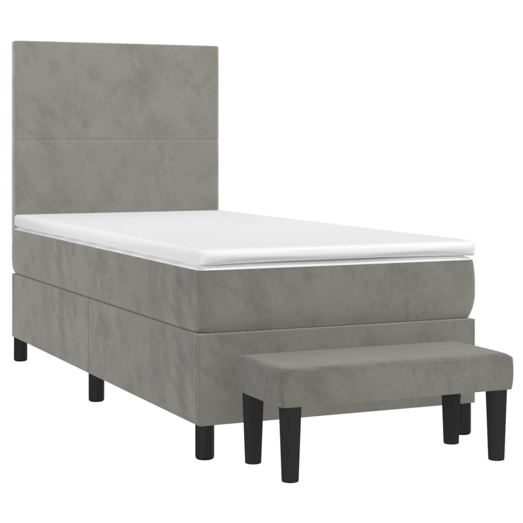 Box spring krevet s madracem svjetlosivi 80 x 200 cm baršunasti
