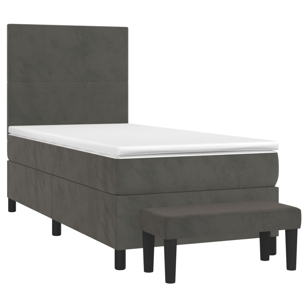 Box spring krevet s madracem tamnosivi 80 x 200 cm baršunasti