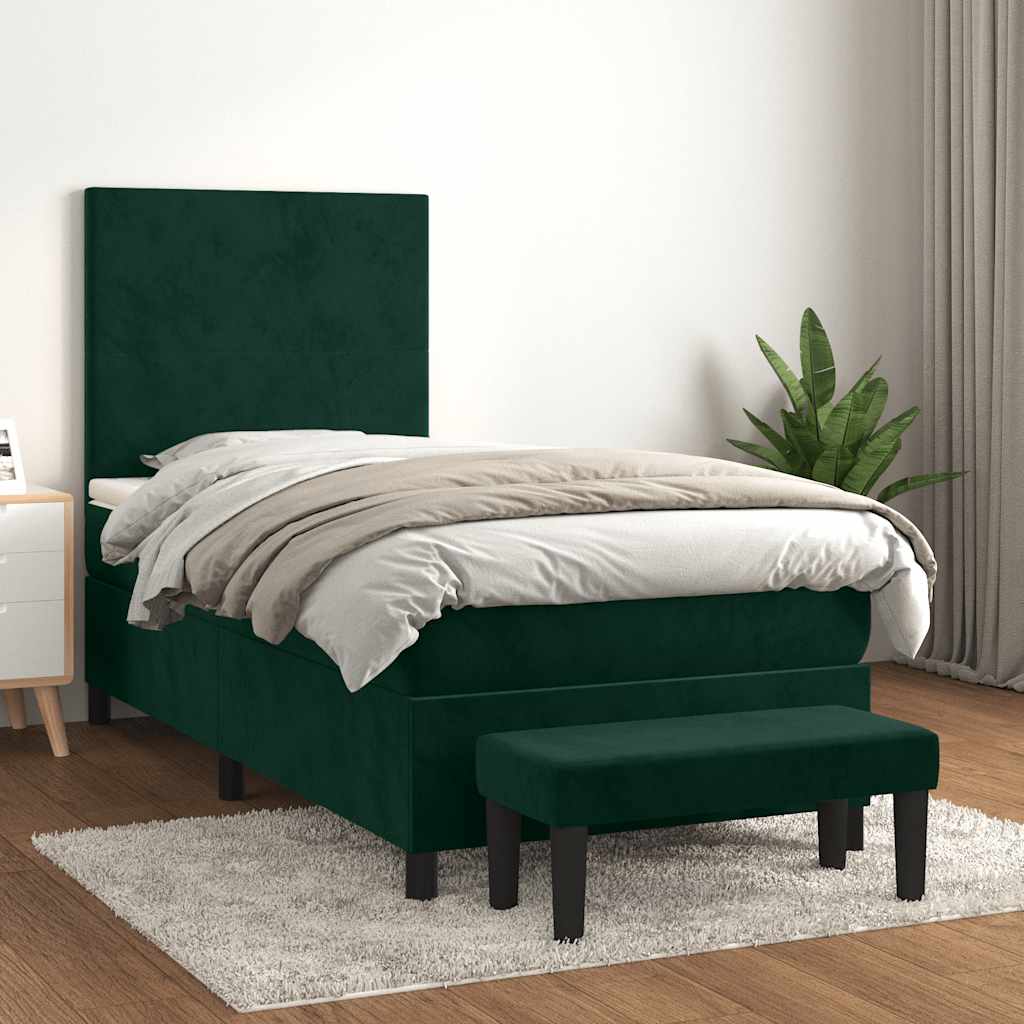Box spring krevet s madracem tamnozeleni 100x200 cm baršunasti
