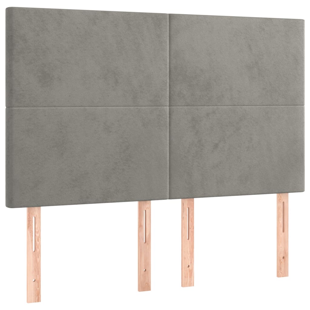 Krevet s oprugama i madracem svjetlosivi 140x190 cm baršunasti