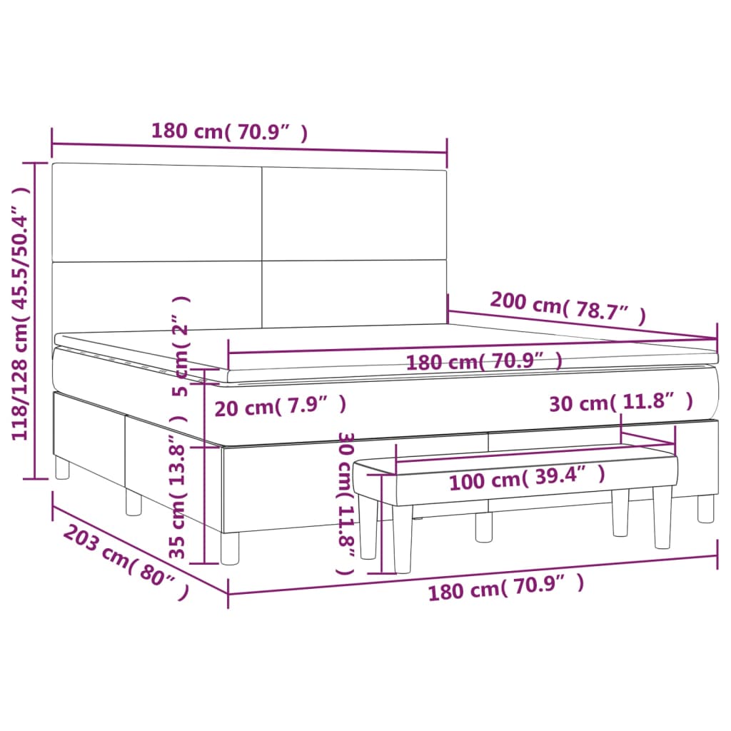 Krevet s oprugama i madracem svjetlosivi 180x200 cm baršunasti