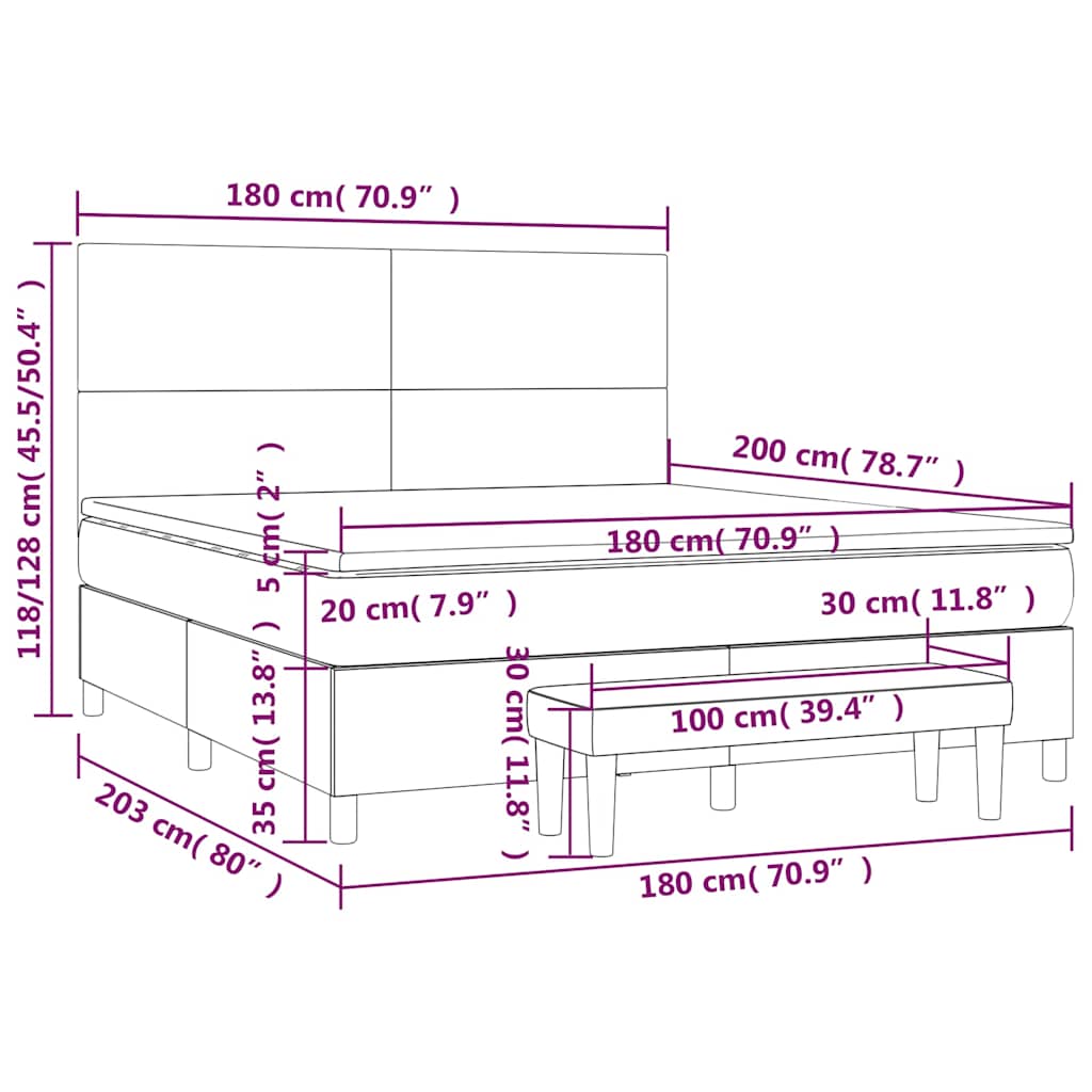 Krevet s oprugama i madracem tamnoplavi 180x200 cm baršunasti
