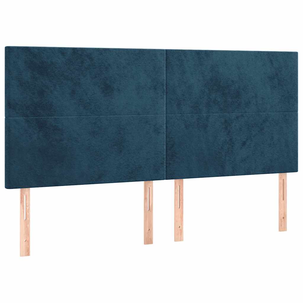 Krevet s oprugama i madracem tamnoplavi 200x200 cm baršunasti