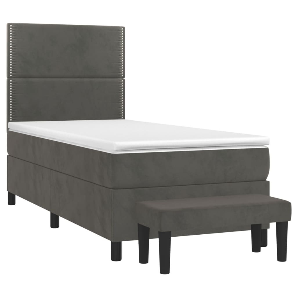 Box spring krevet s madracem tamnosivi 80 x 200 cm baršunasti