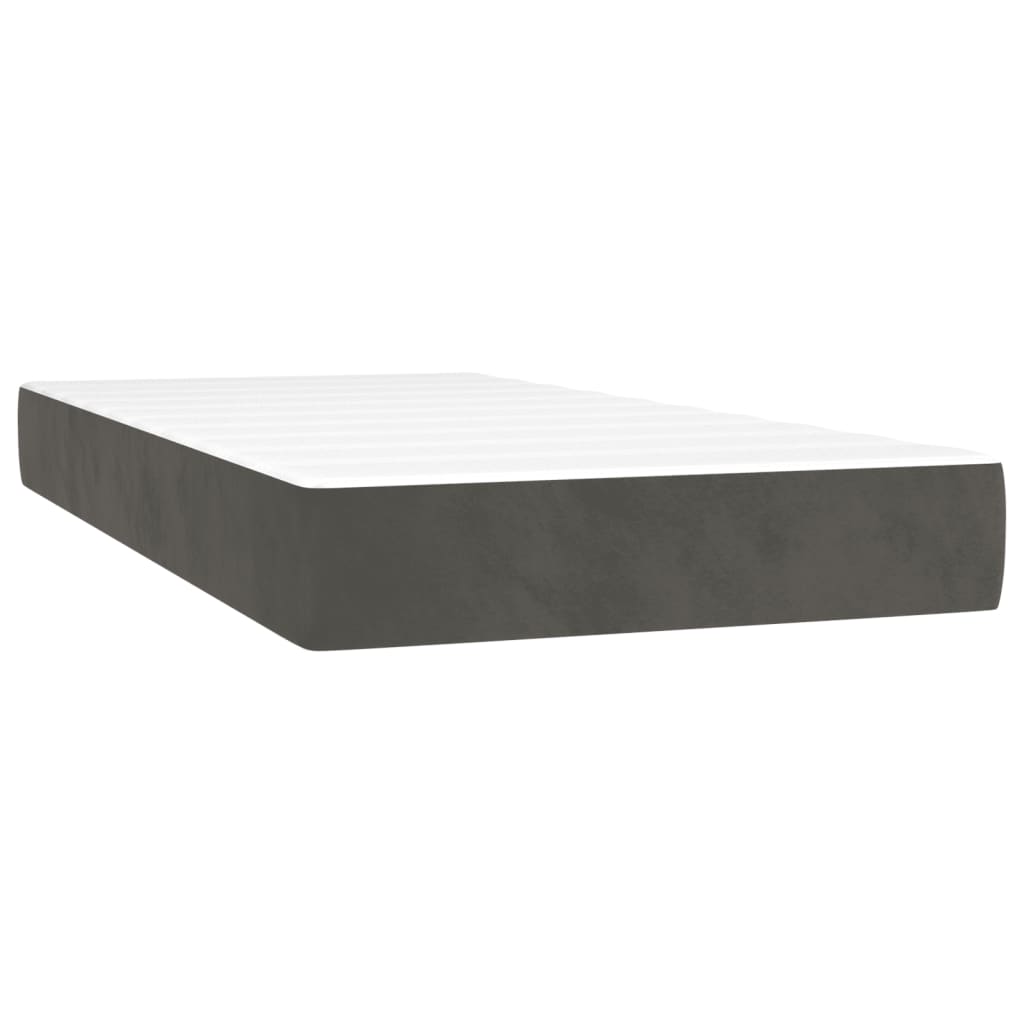 Box spring krevet s madracem tamnosivi 80 x 200 cm baršunasti