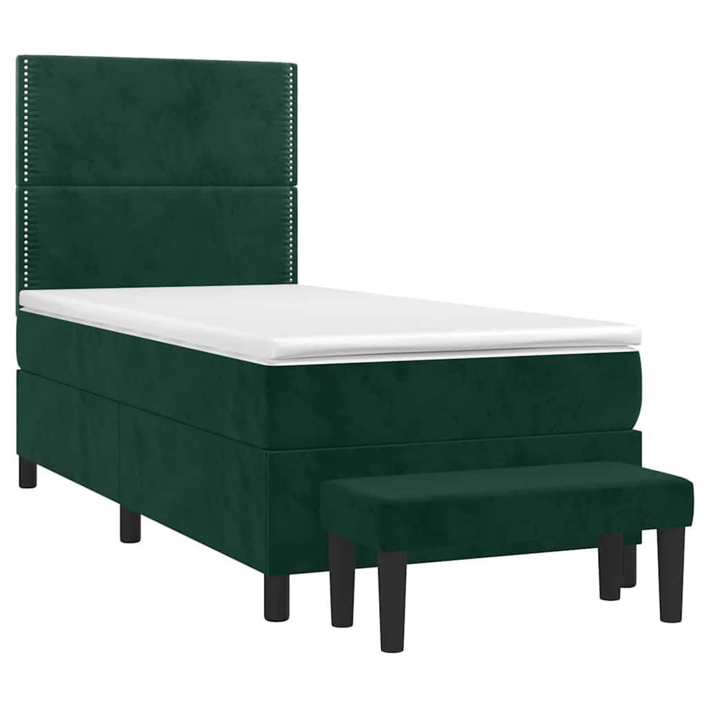 Box spring krevet s madracem tamnozeleni 90x190 cm baršunasti