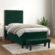 Box spring krevet s madracem tamnozeleni 90x190 cm baršunasti