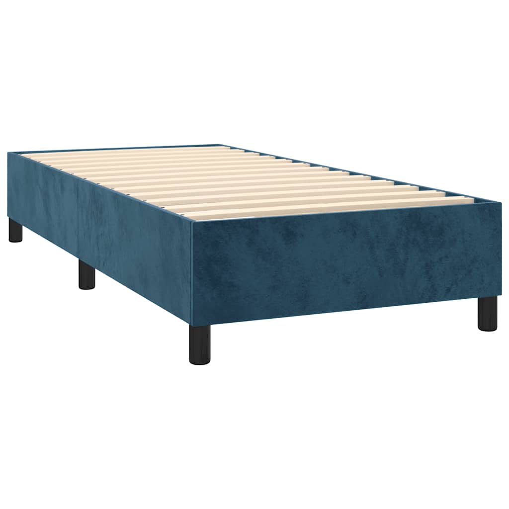 Box spring krevet s madracem tamnoplavi 90x190 cm baršunasti