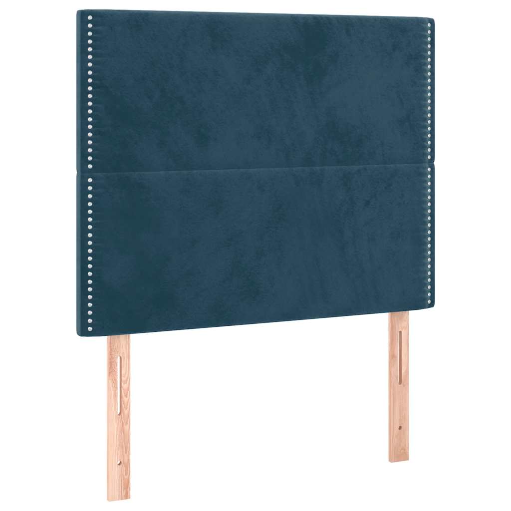 Box spring krevet s madracem tamnoplavi 90x200 cm baršunasti