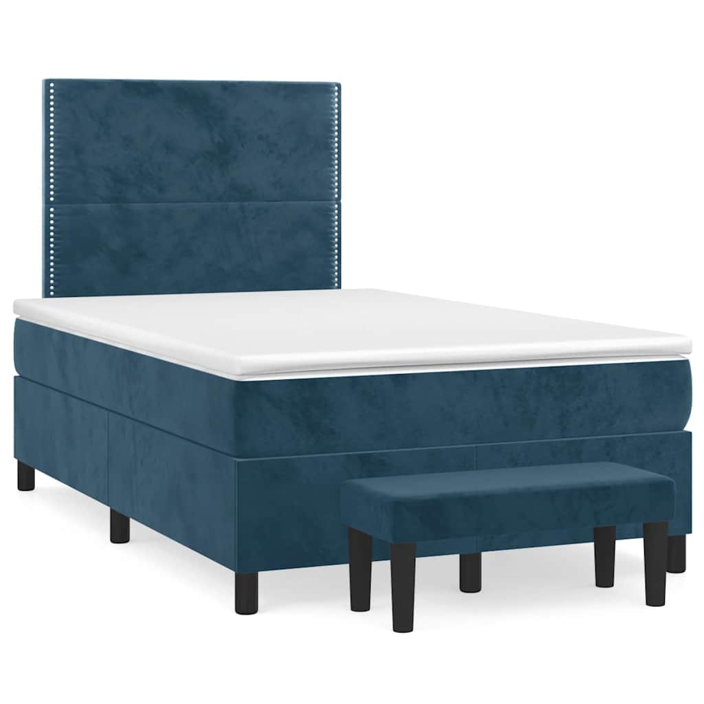 Box spring krevet s madracem tamnoplavi 120 x 200 cm baršunasti