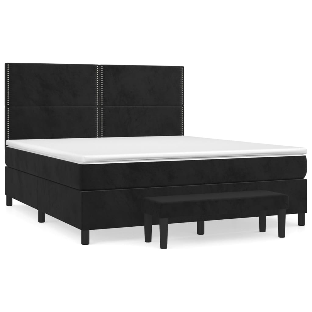 Krevet s oprugama i madracem crni 160x200 cm baršunasti