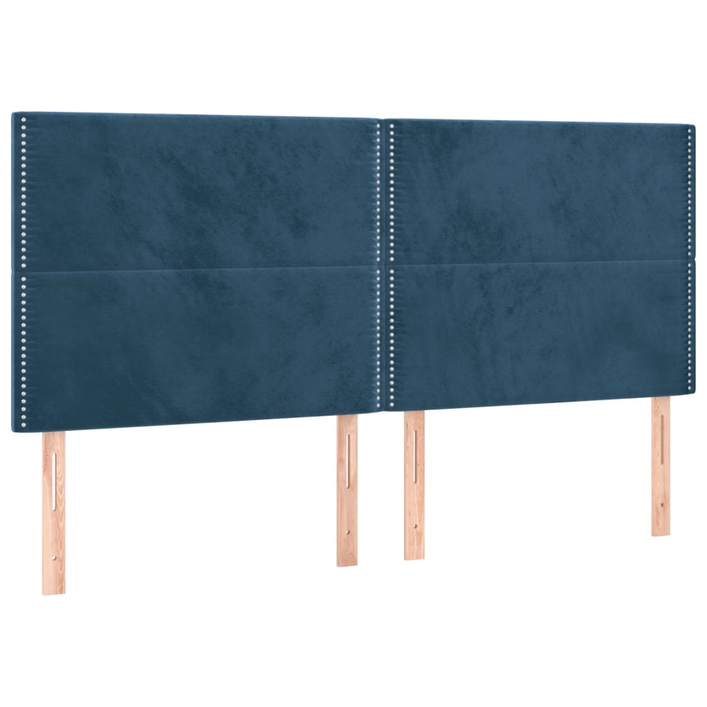 Krevet s oprugama i madracem tamnoplavi 200x200 cm baršunasti