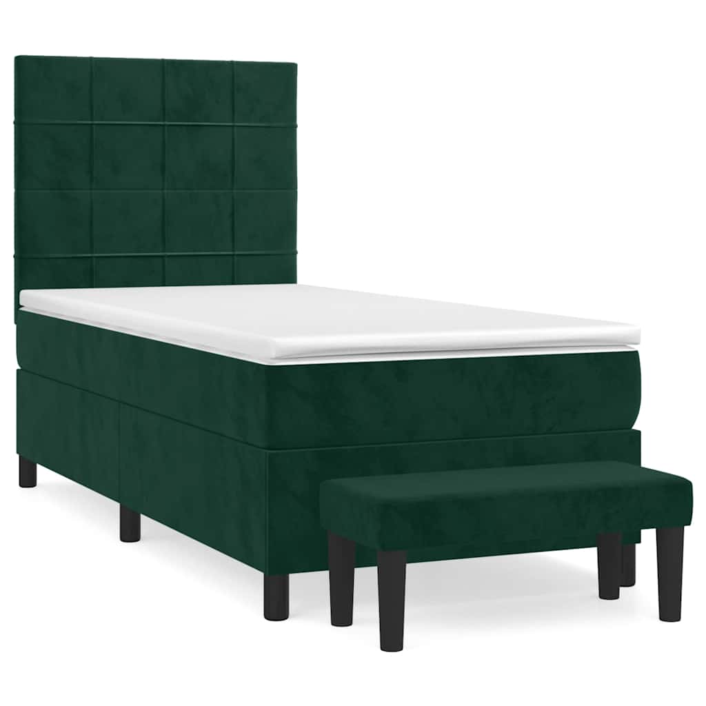 Box spring krevet s madracem tamnozeleni 80 x 200 cm baršunasti