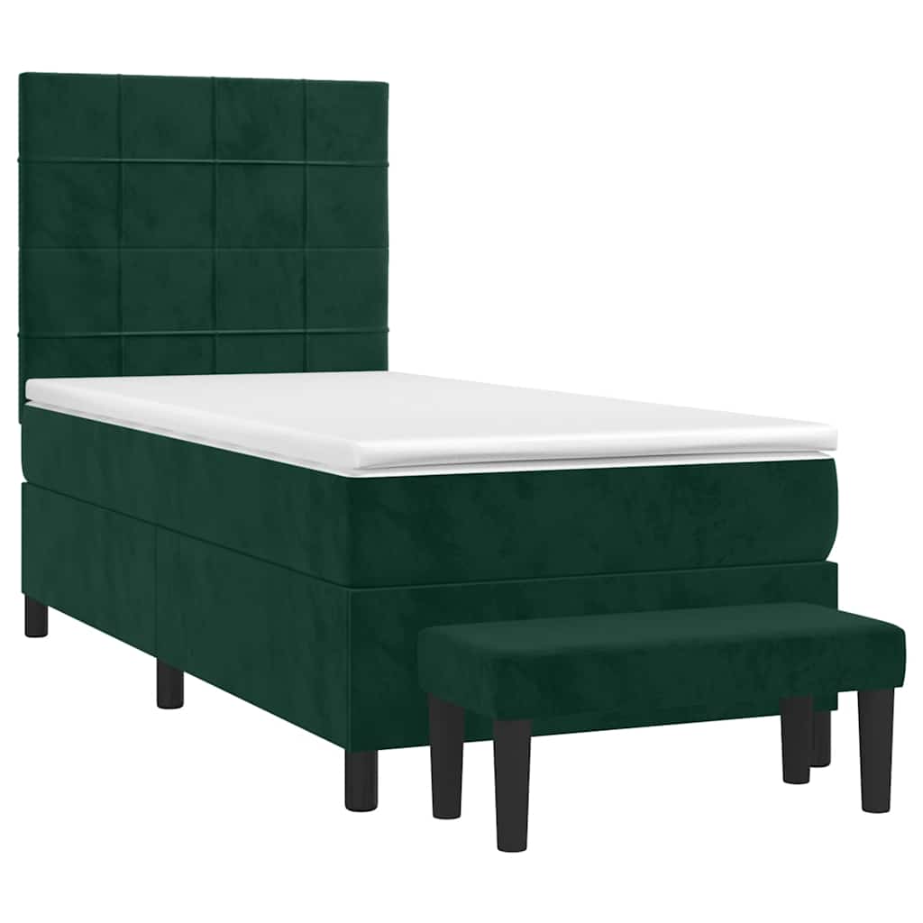 Box spring krevet s madracem tamnozeleni 80 x 200 cm baršunasti