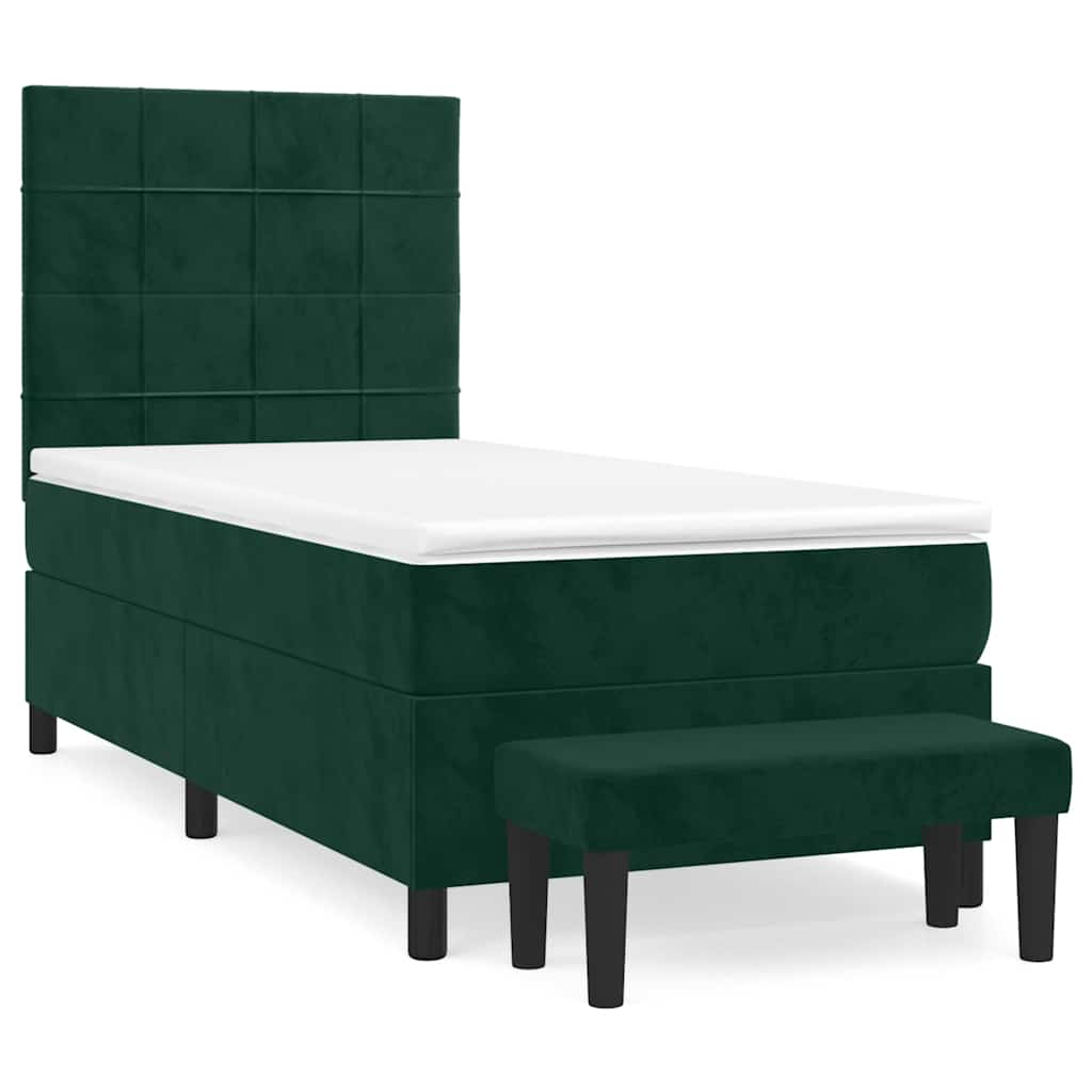 Box spring krevet s madracem tamnozeleni 90x190 cm baršunasti