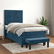 Box spring krevet s madracem tamnoplavi 90x190 cm baršunasti