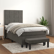 Box spring krevet s madracem tamnosivi 90x200 cm baršunasti