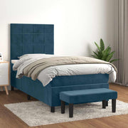 Box spring krevet s madracem tamnoplavi 90x200 cm baršunasti