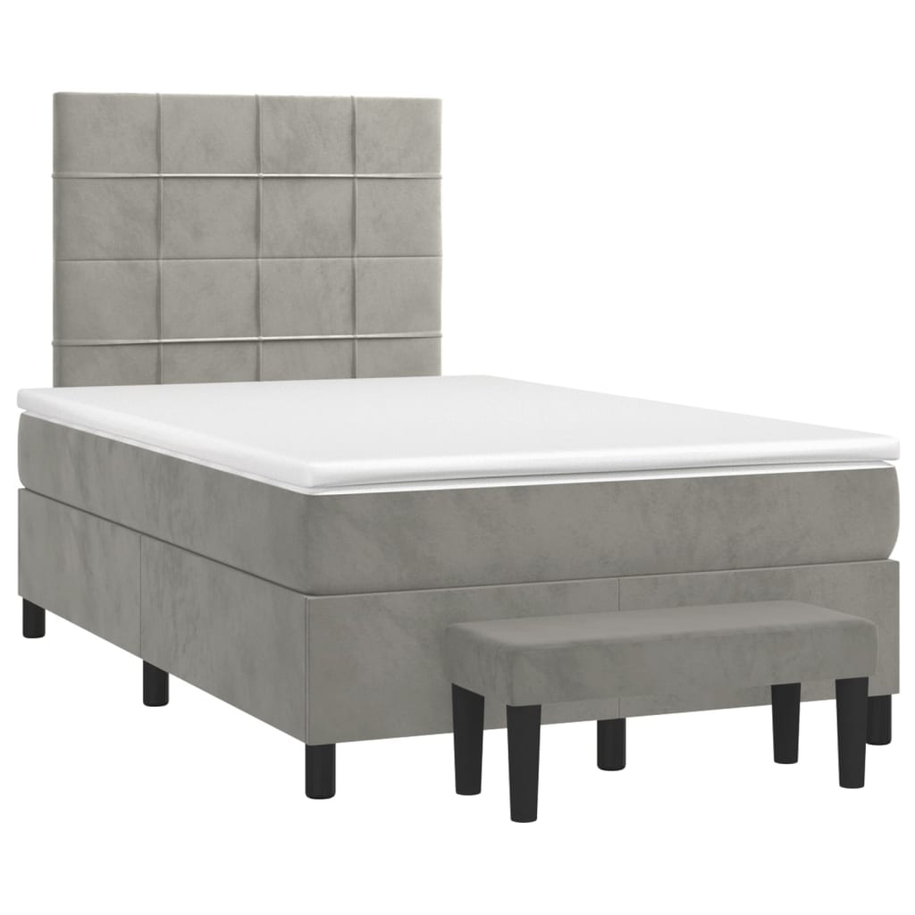 Box spring krevet s madracem svjetlosivi 120x200 cm baršunasti