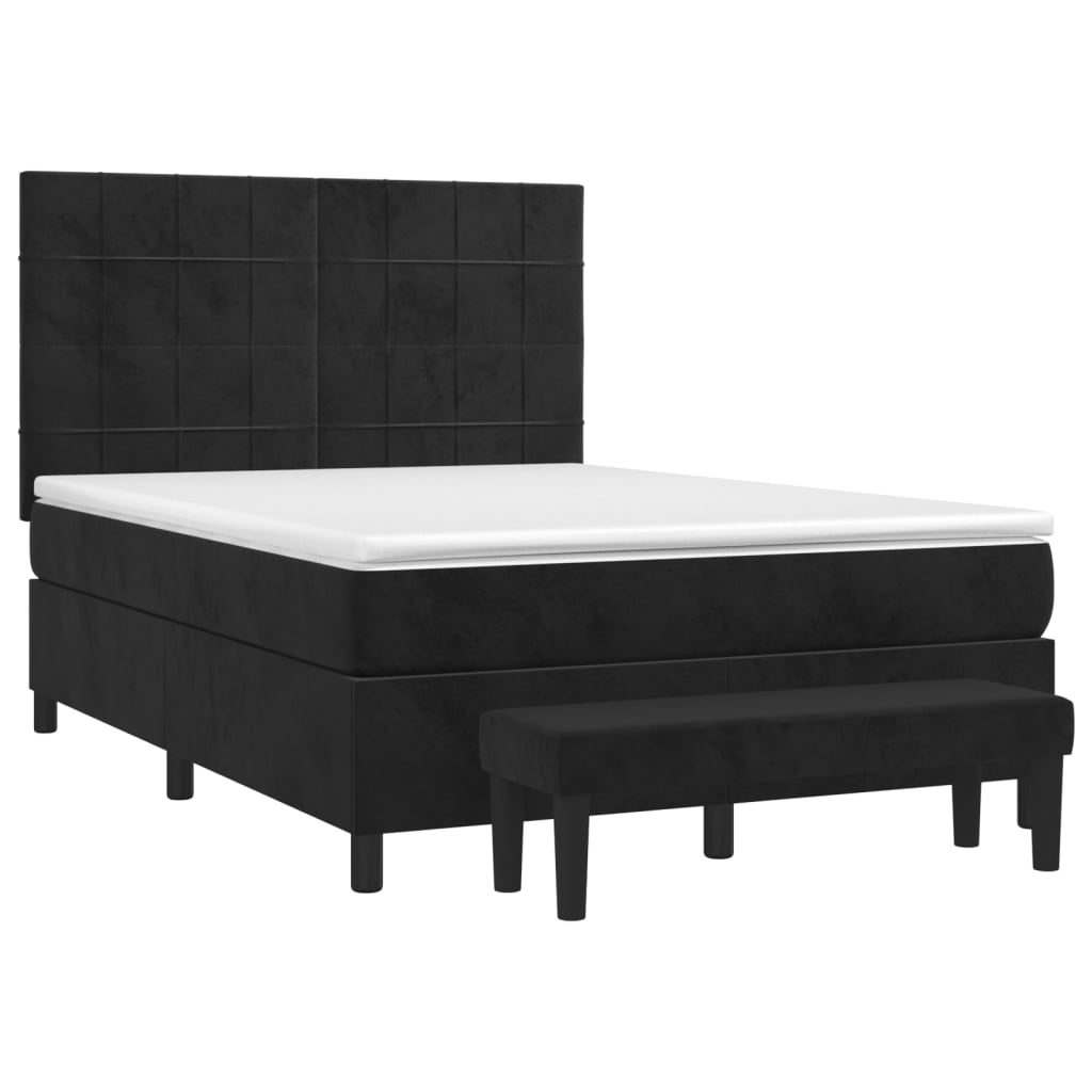 Krevet s oprugama i madracem crni 140 x 190 cm baršunasti