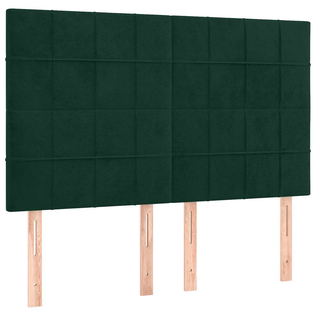 Krevet s oprugama i madracem tamnozeleni 140x200 cm baršunasti