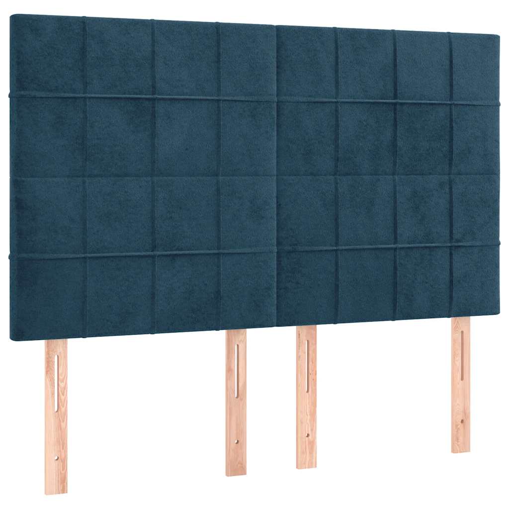 Krevet s oprugama i madracem tamnoplavi 140x200 cm baršunasti