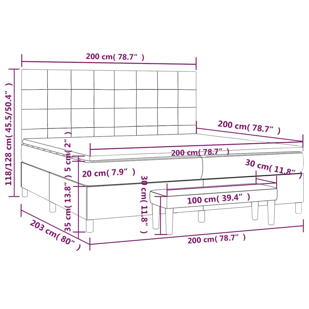 Krevet s oprugama i madracem tamnozeleni 200x200 cm baršunasti