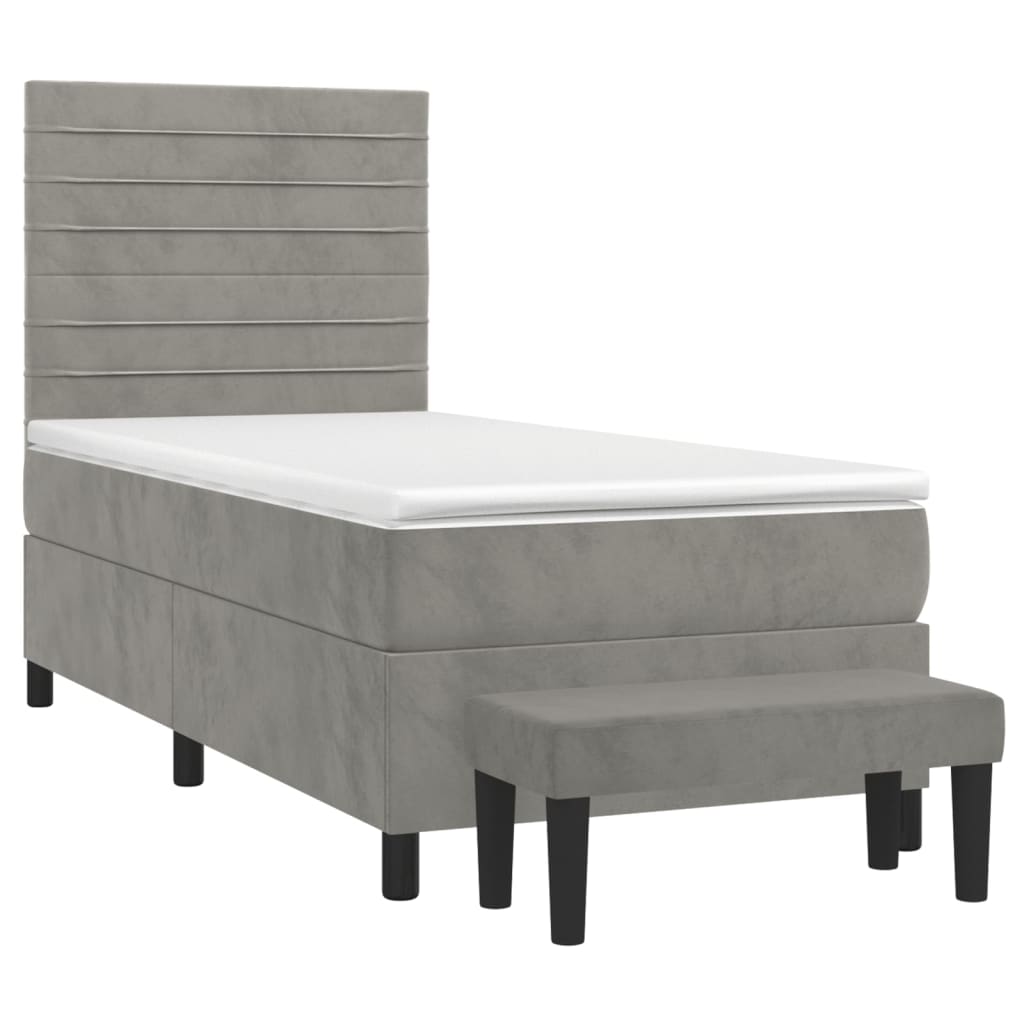Box spring krevet s madracem svjetlosivi 80 x 200 cm baršunasti