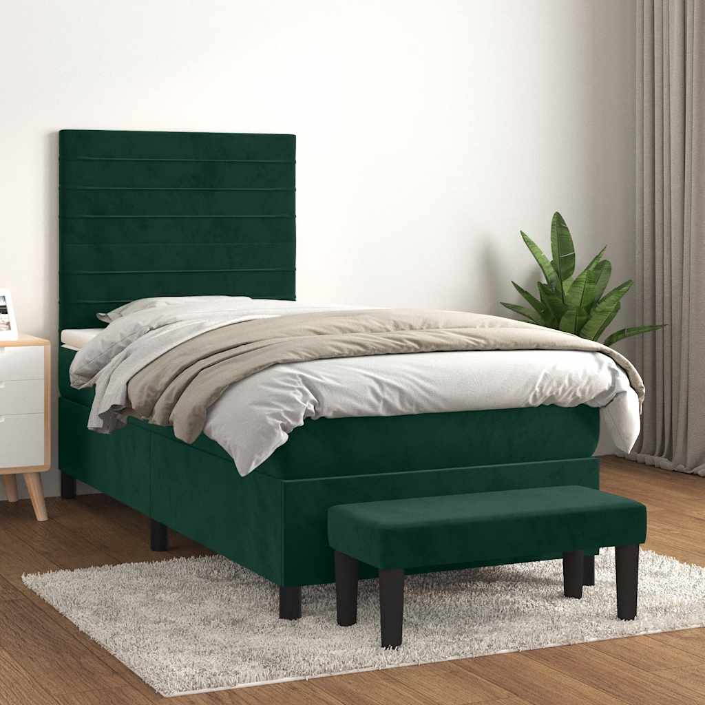 Box spring krevet s madracem tamnozeleni 80 x 200 cm baršunasti
