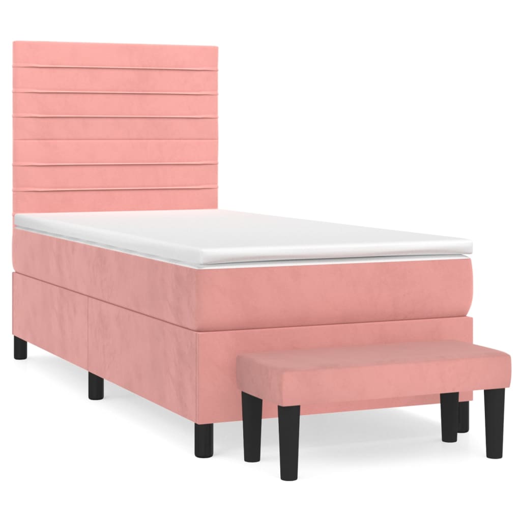 Box spring krevet s madracem ružičasti 90x190 cm baršunasti