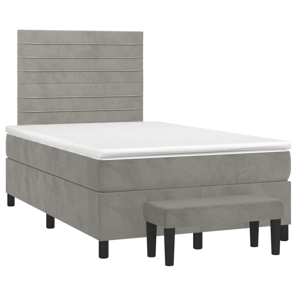 Box spring krevet s madracem svjetlosivi 120x200 cm baršunasti