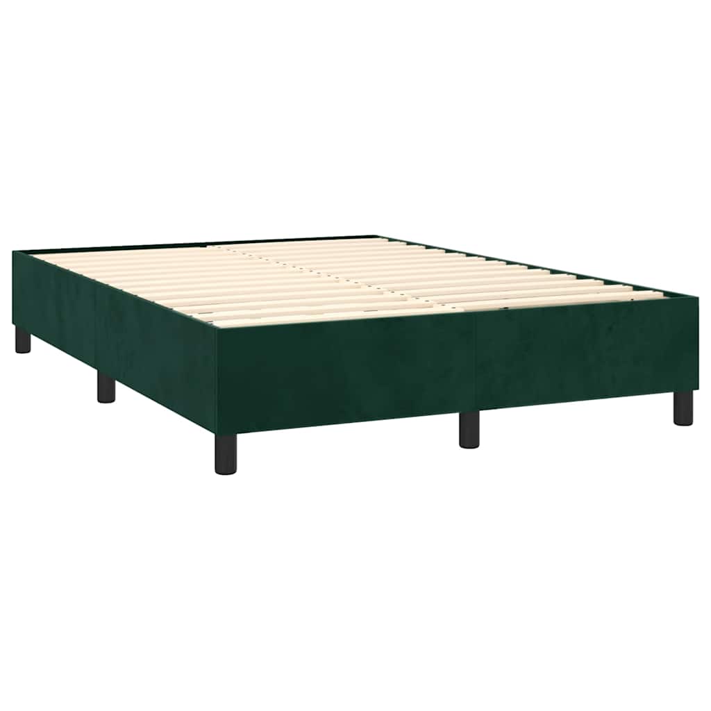 Krevet s oprugama i madracem tamnozeleni 140x190 cm baršunasti
