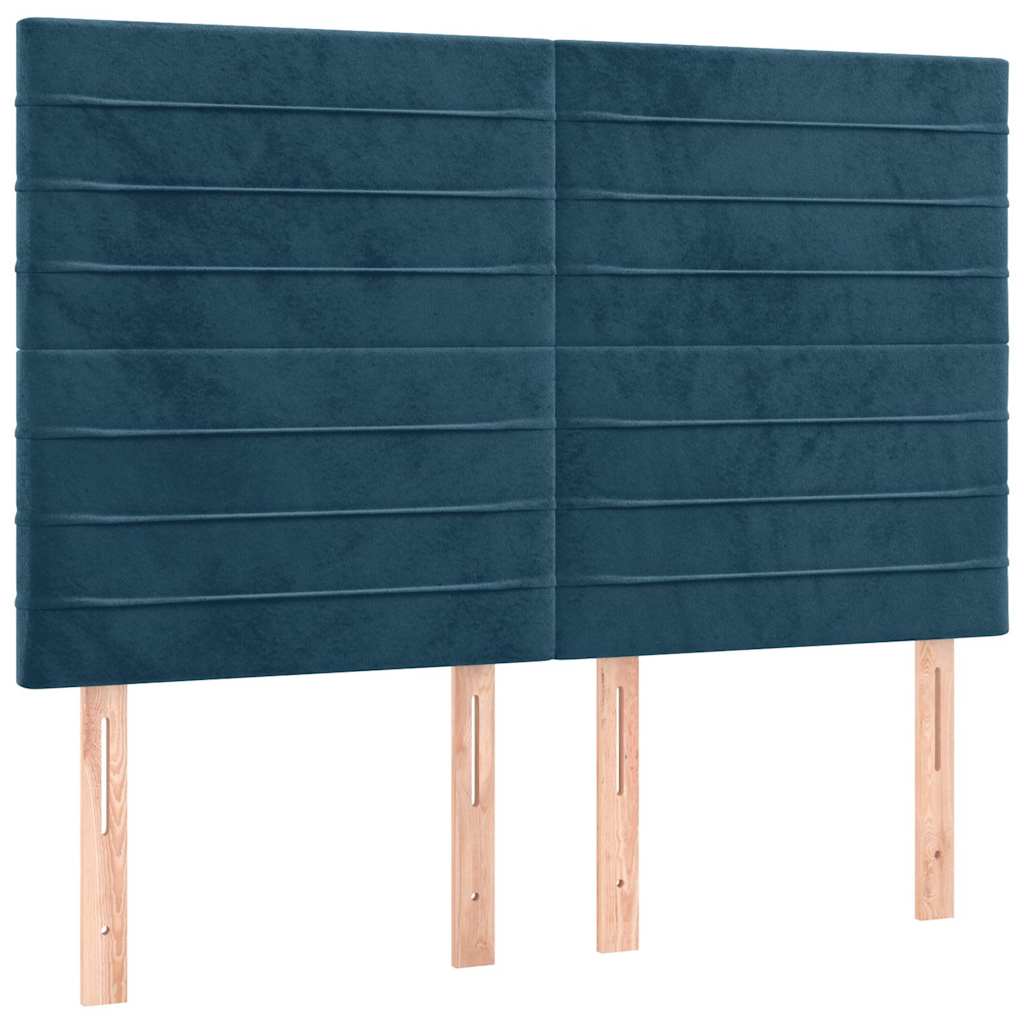 Krevet s oprugama i madracem tamnoplavi 140x190 cm baršunasti