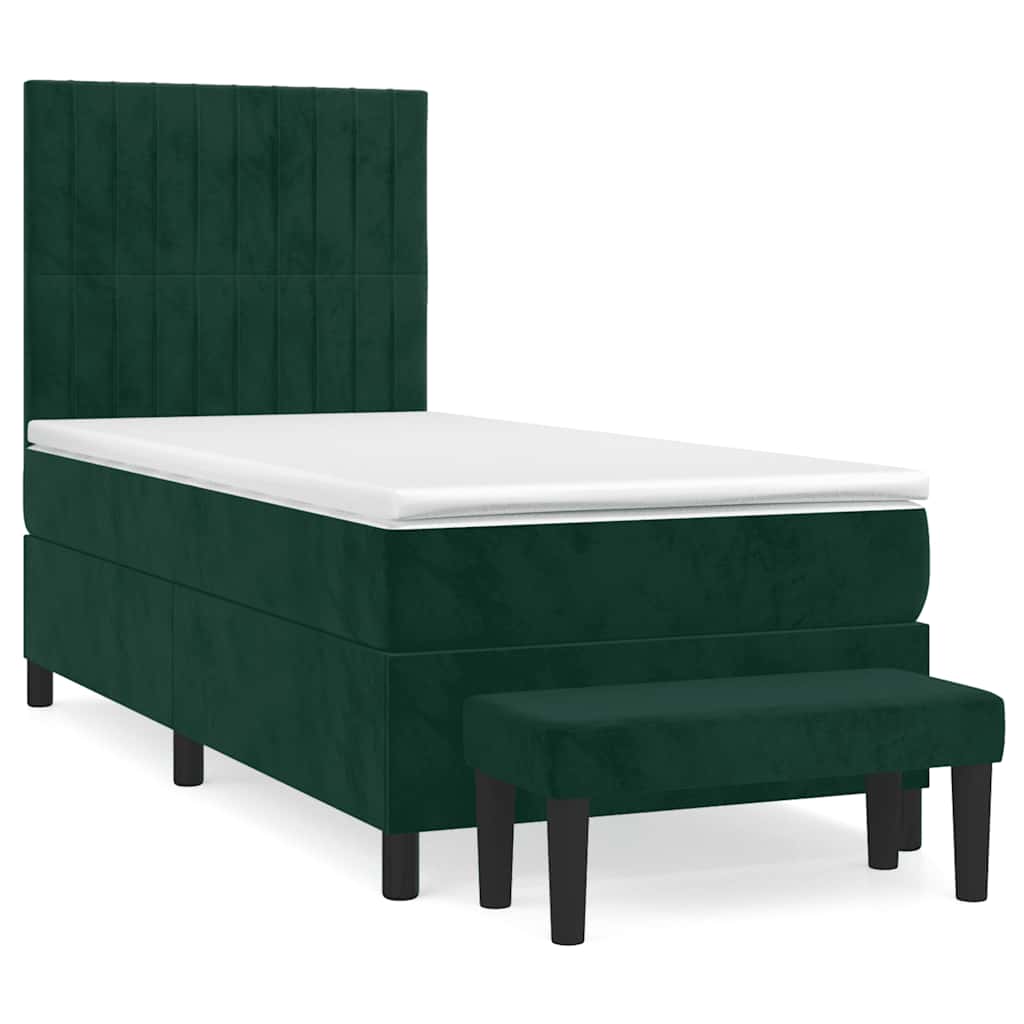 Box spring krevet s madracem tamnozeleni 90x190 cm baršunasti