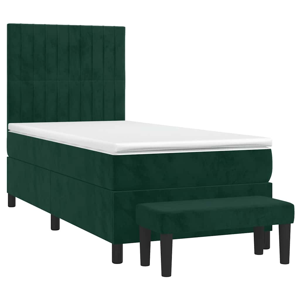 Box spring krevet s madracem tamnozeleni 90x190 cm baršunasti