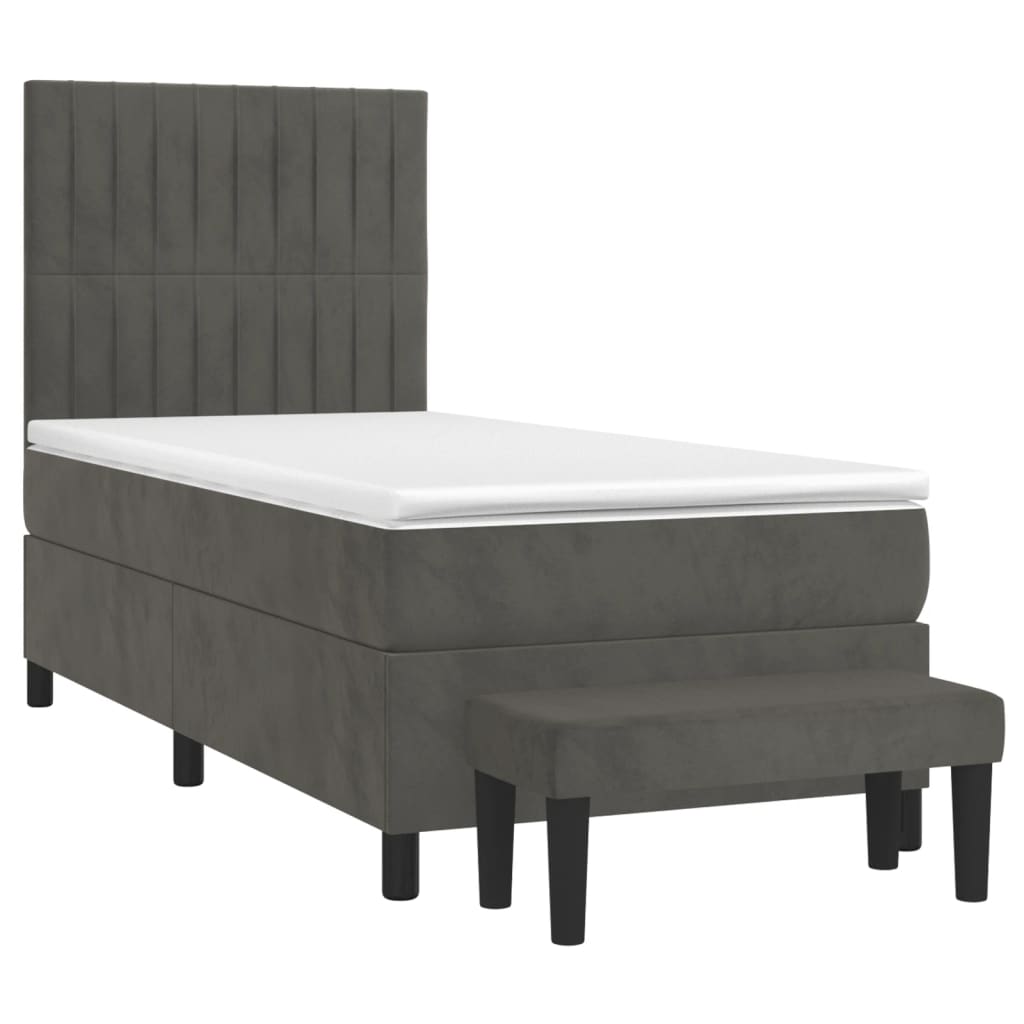 Box spring krevet s madracem tamnosivi 90x200 cm baršunasti