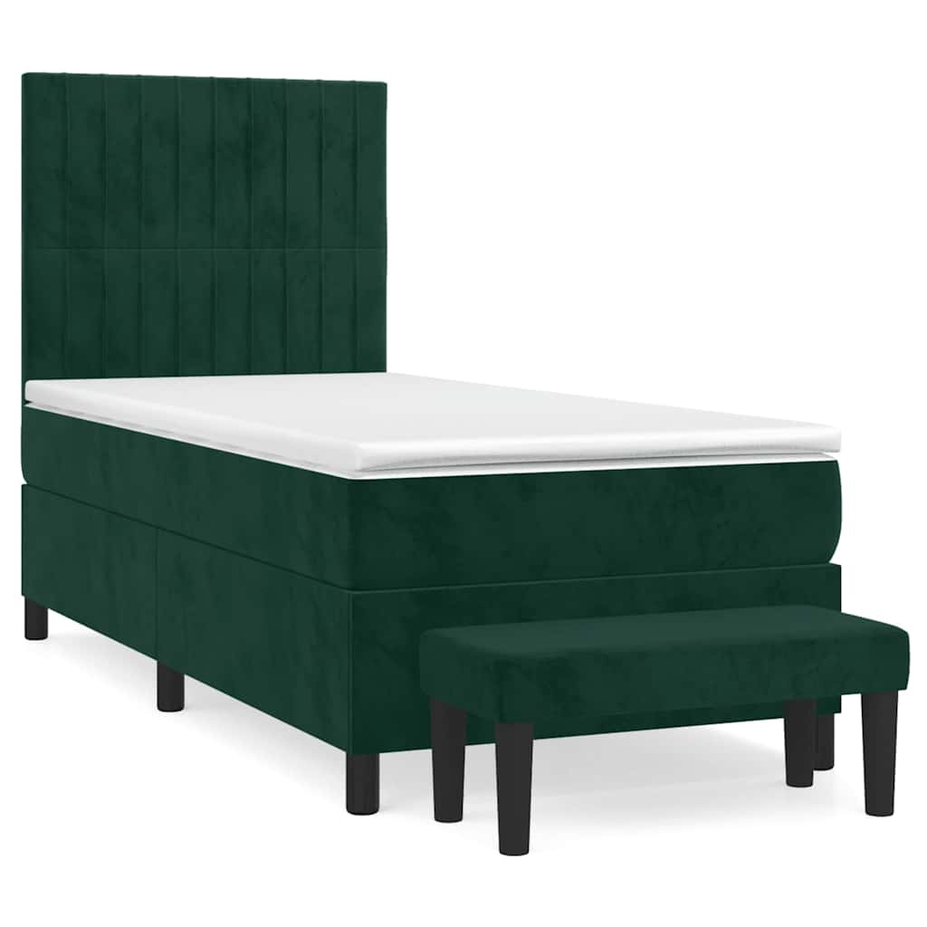 Box spring krevet s madracem tamnozeleni 90x200 cm baršunasti