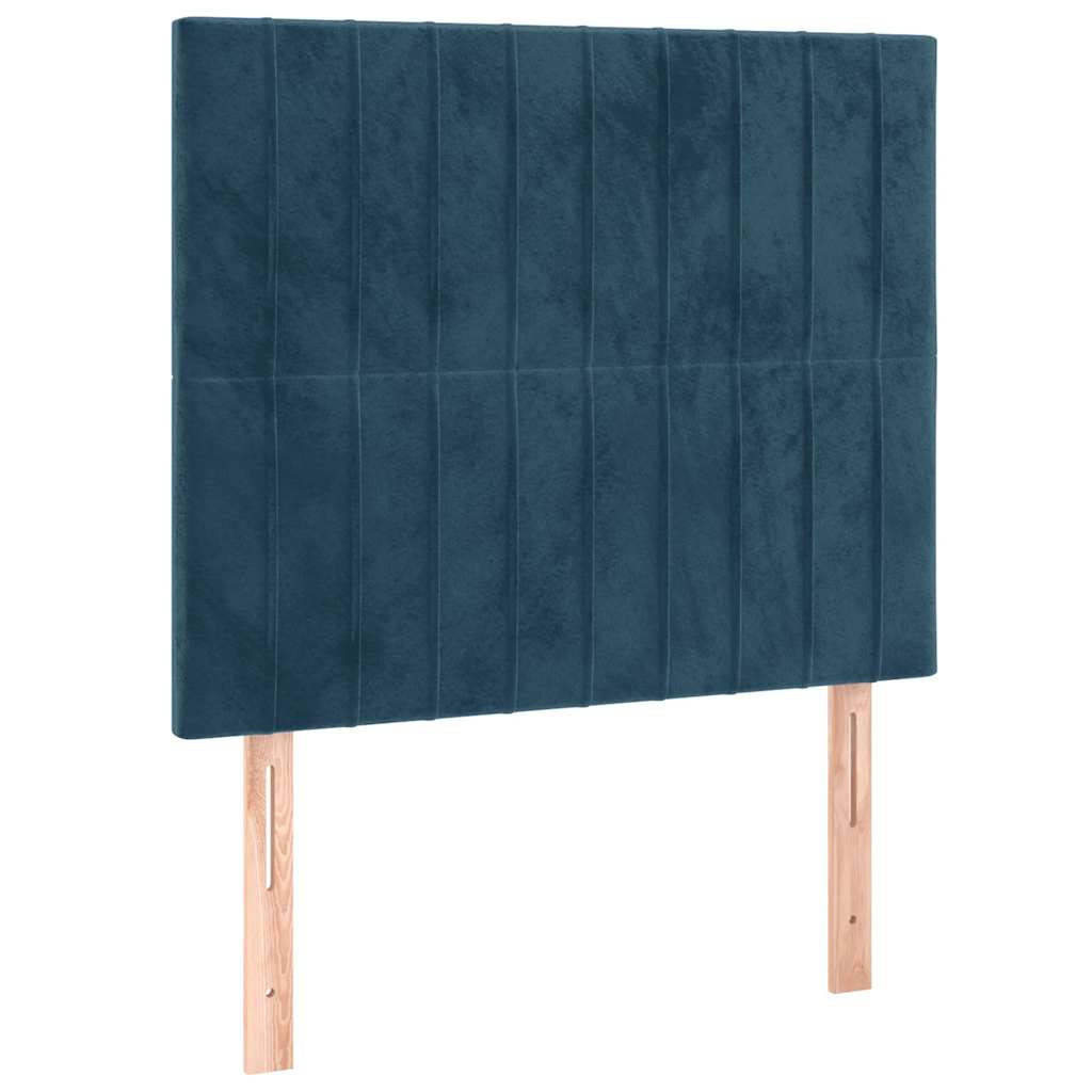 Box spring krevet s madracem tamnoplavi 90x200 cm baršunasti