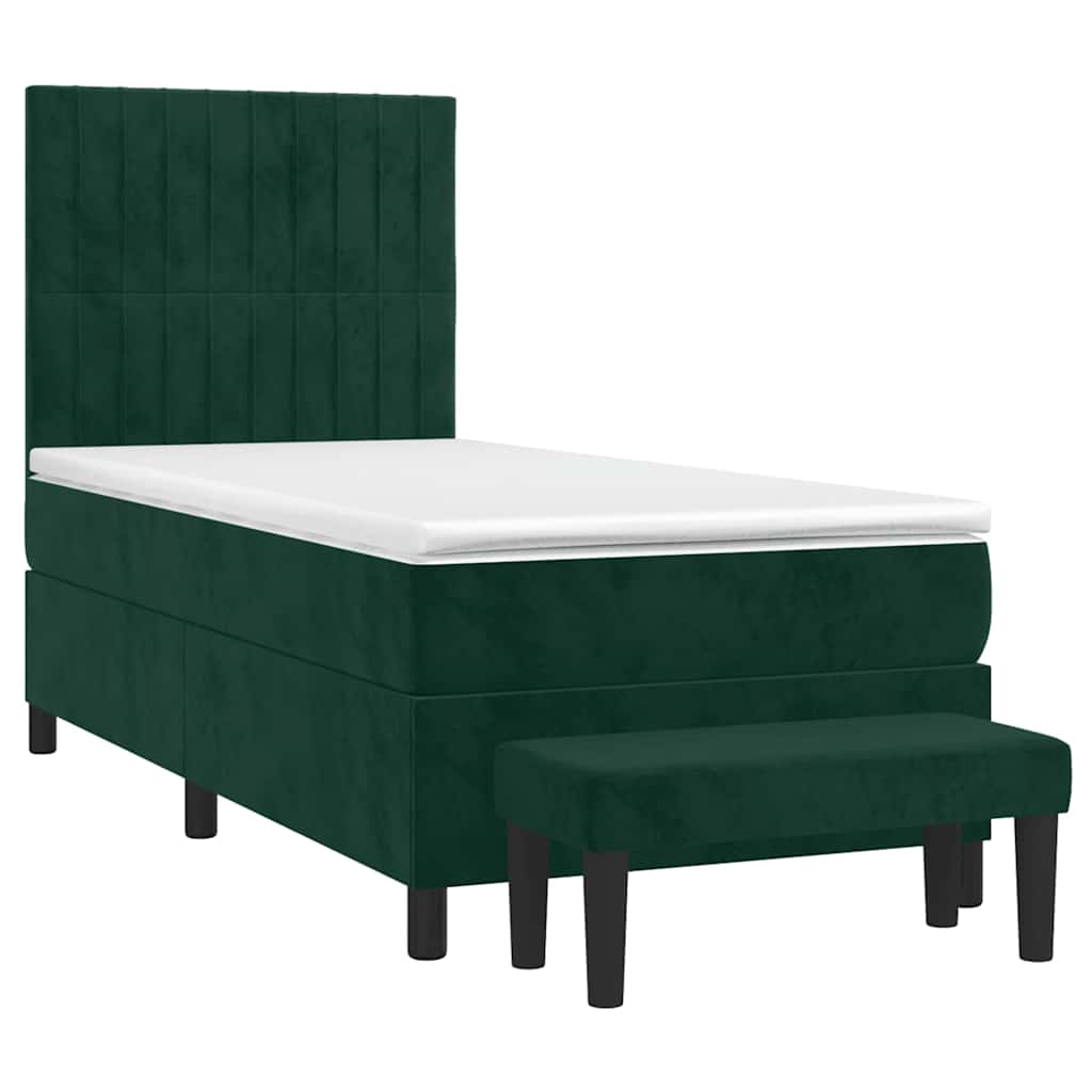 Box spring krevet s madracem tamnozeleni 100x200 cm baršunasti