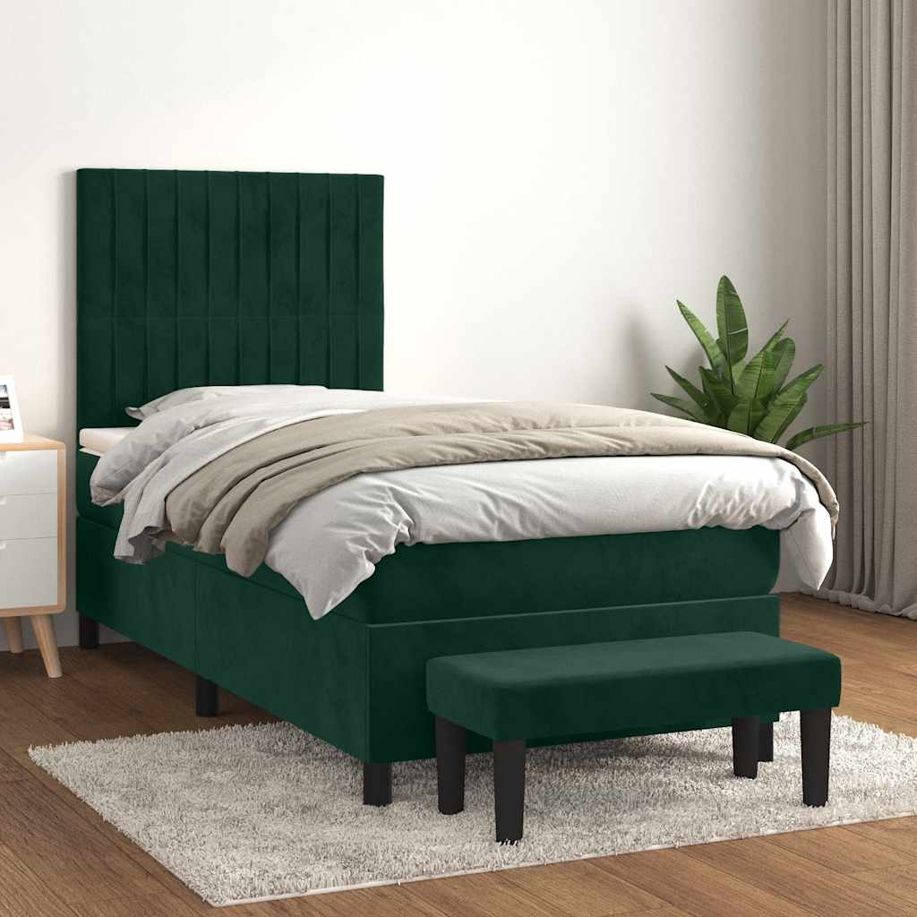 Box spring krevet s madracem tamnozeleni 100x200 cm baršunasti