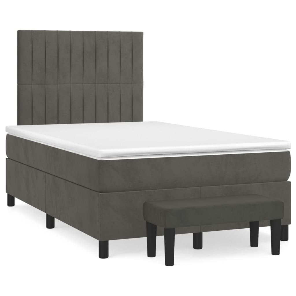 Box spring krevet s madracem tamnosivi 120 x 200 cm baršunasti