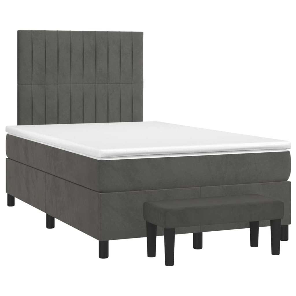 Box spring krevet s madracem tamnosivi 120 x 200 cm baršunasti